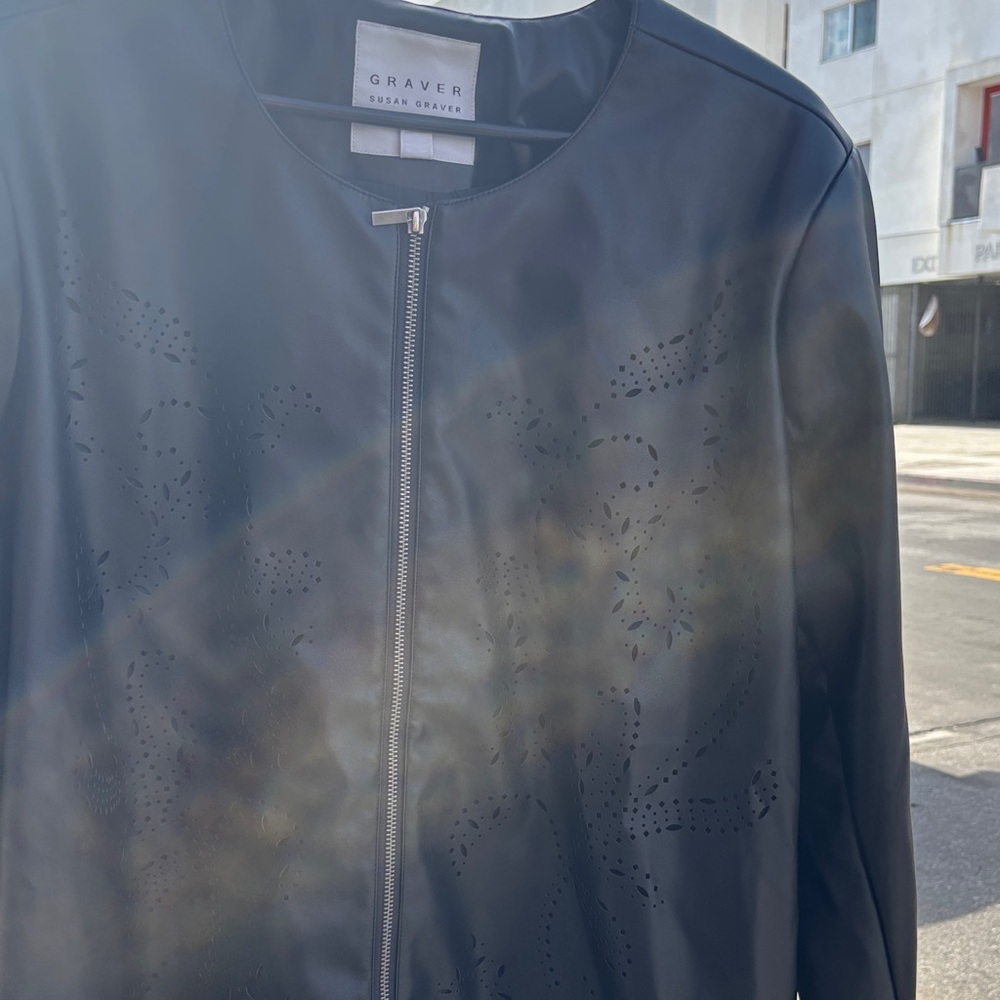Susan Graver Black Faux Leather Jacket